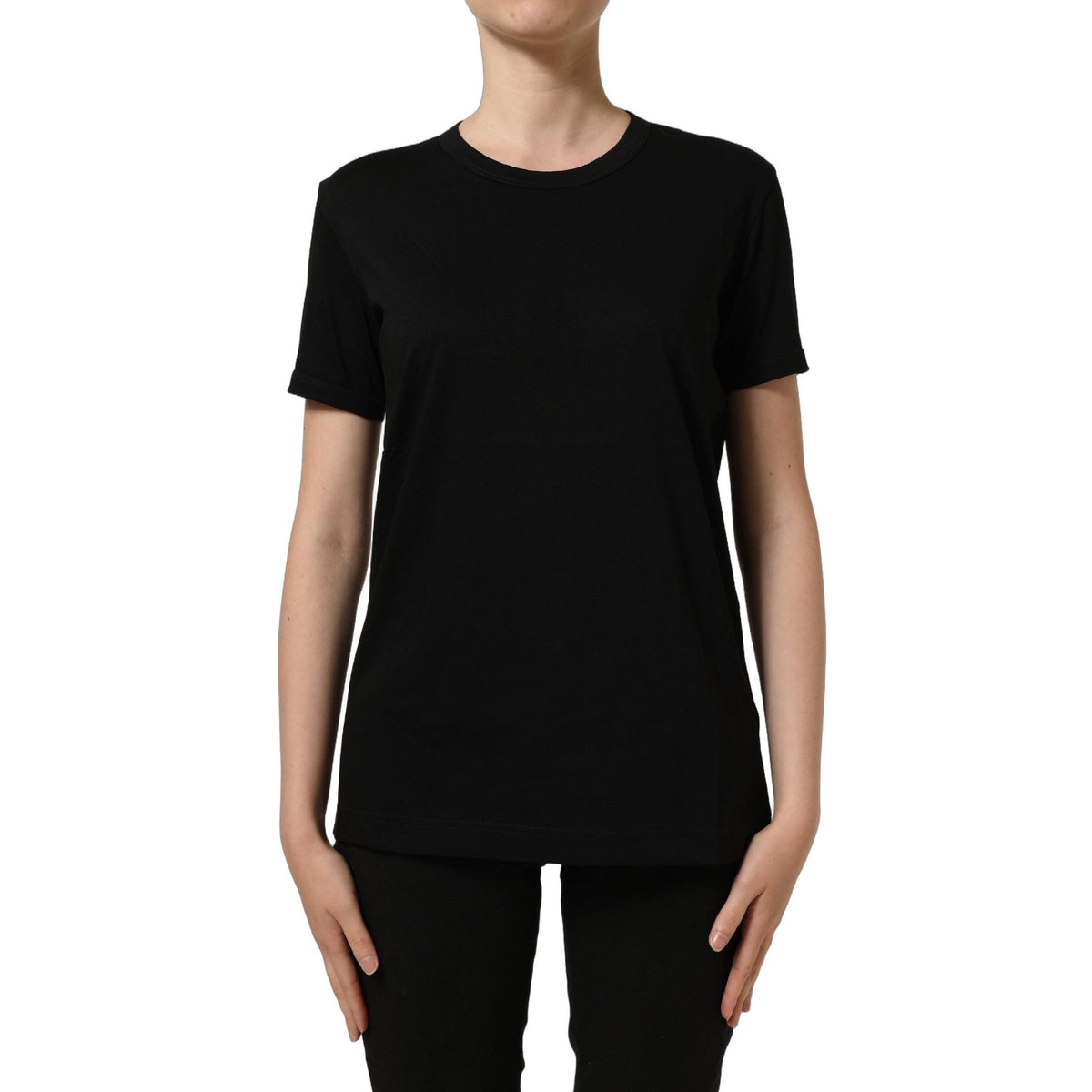 Dolce & Gabbana Black Cotton Crew Neck Short Sleeves T-shirt