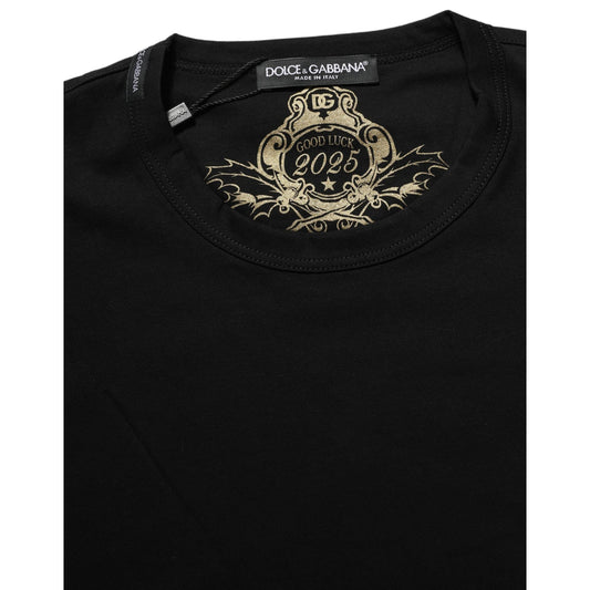 Dolce & Gabbana Black Cotton Crew Neck Short Sleeves T-shirt