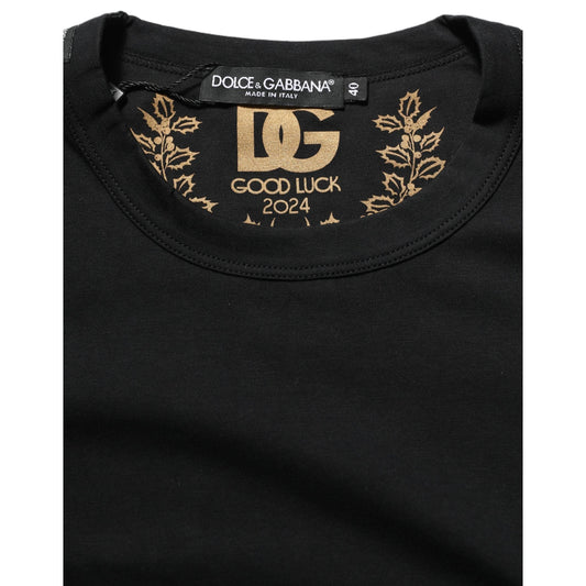 Dolce & Gabbana Black Cotton Crew Neck Short Sleeves T-shirt