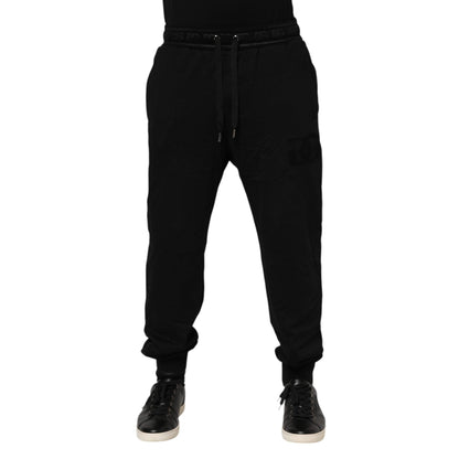 Dolce & Gabbana Black Cotton Drawstring Jogger Pants
