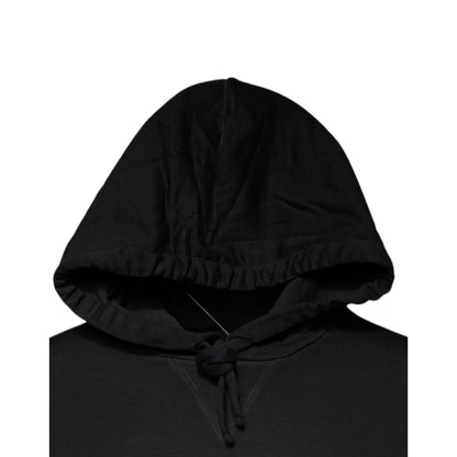 Dolce & Gabbana Black Cotton Hooded DG Shield Pullover Sweater