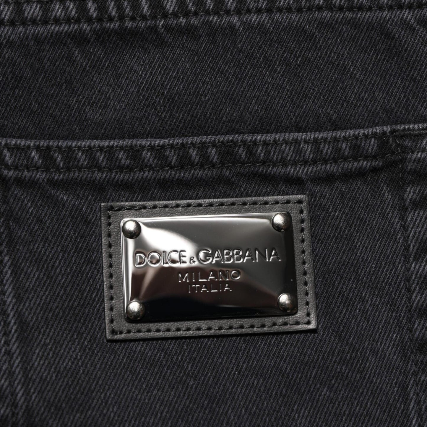 Dolce & Gabbana Black Cotton Logo Men Mid Waist Denim Jeans