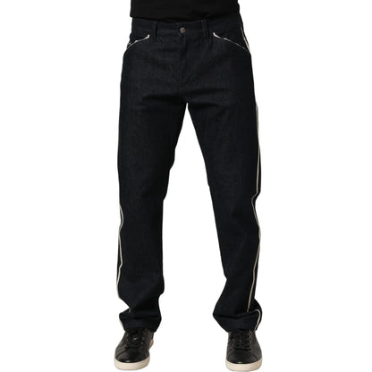 Dolce & Gabbana Black Cotton Mid Waist Classic Men Denim Jeans