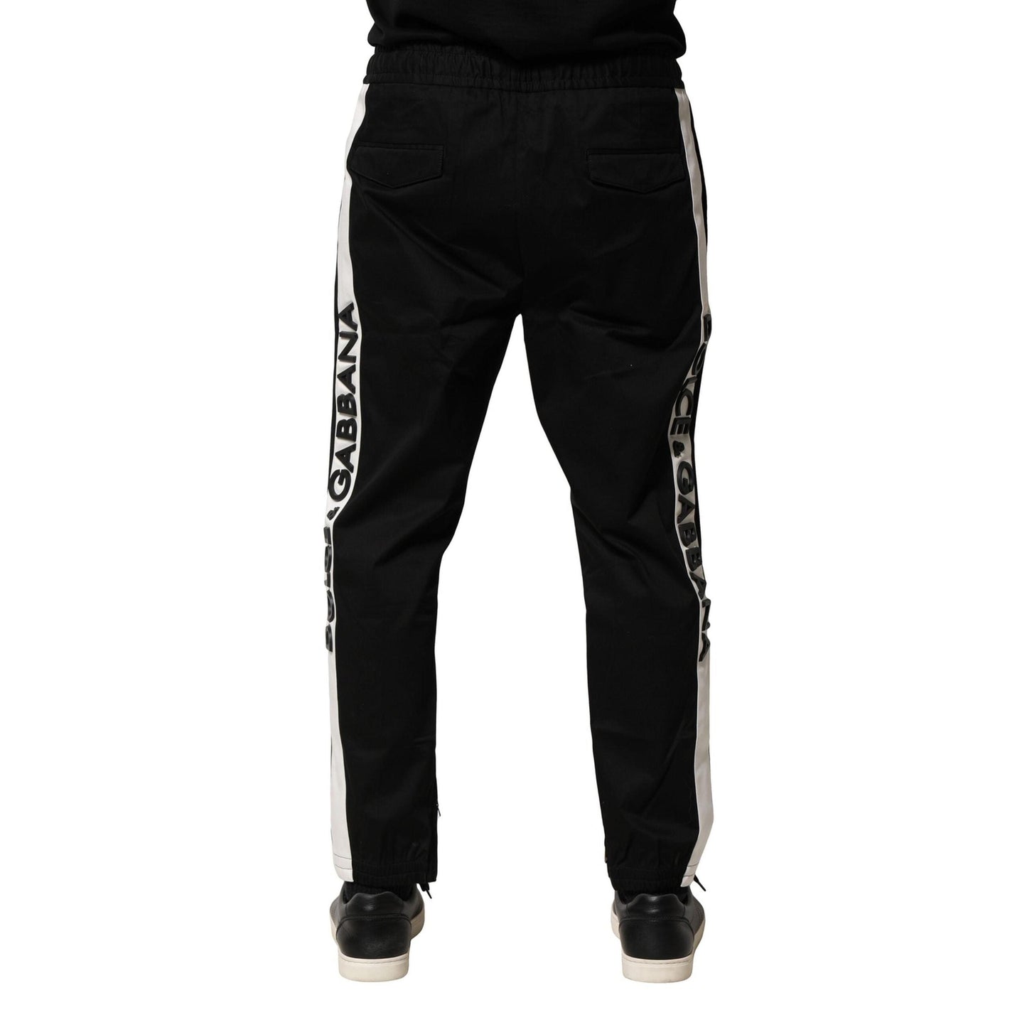 Dolce & Gabbana Black Cotton Mid Waist Jogger Pants