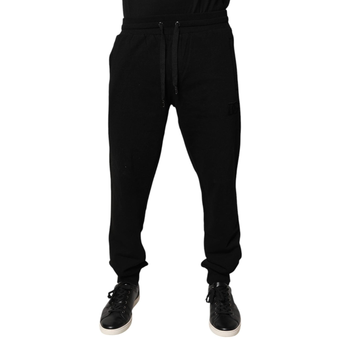 Dolce & Gabbana Black Cotton Mid Waist Jogger Sweatpants Pants