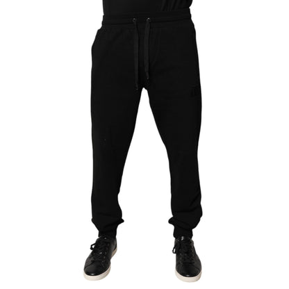 Dolce & Gabbana Black Cotton Mid Waist Jogger Sweatpants Pants