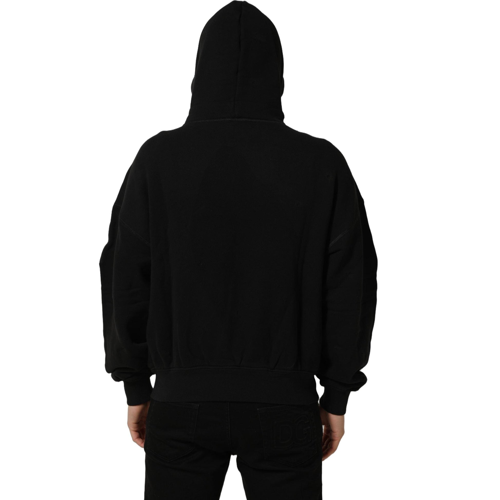 Dolce & Gabbana Black Cotton Milano1984 Print Hoodie Sweater