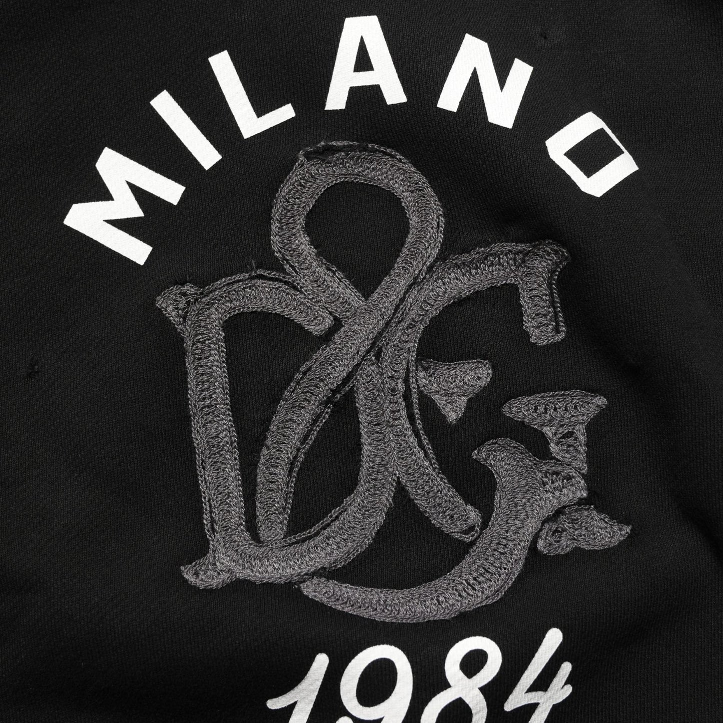 Dolce & Gabbana Black Cotton Milano1984 Print Hoodie Sweater