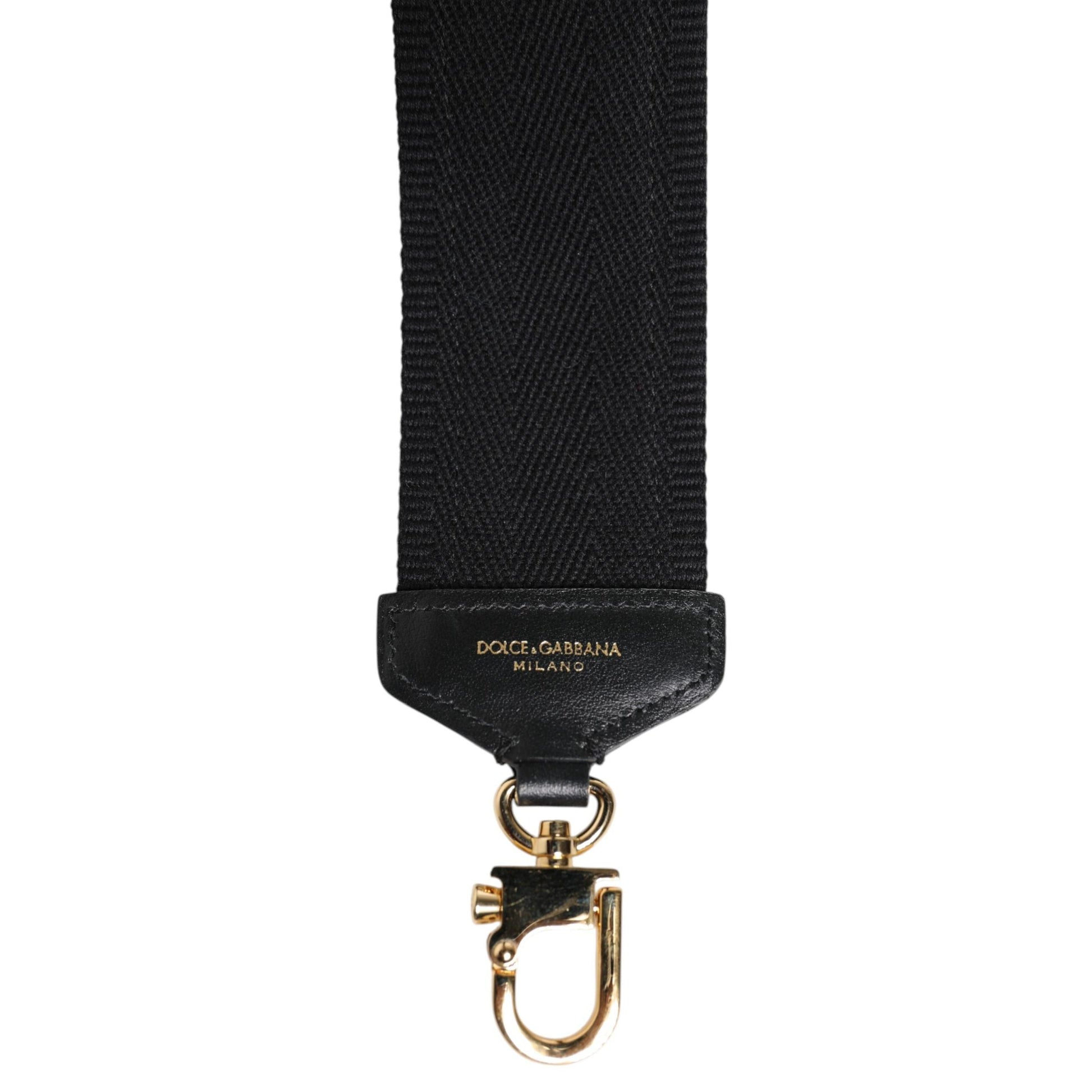 Dolce & Gabbana Black Cotton Printed Women Bag Accessory Shoulder Strap