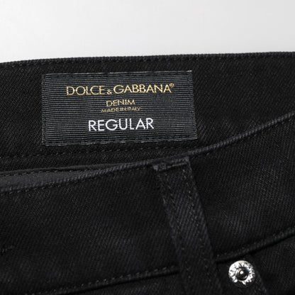 Dolce & Gabbana Black Cotton Regular Denim Men Trouser Jeans