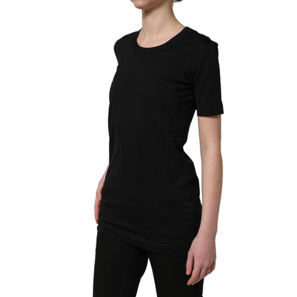 Dolce & Gabbana Black Cotton Short Sleeves Crew Neck T-shirt