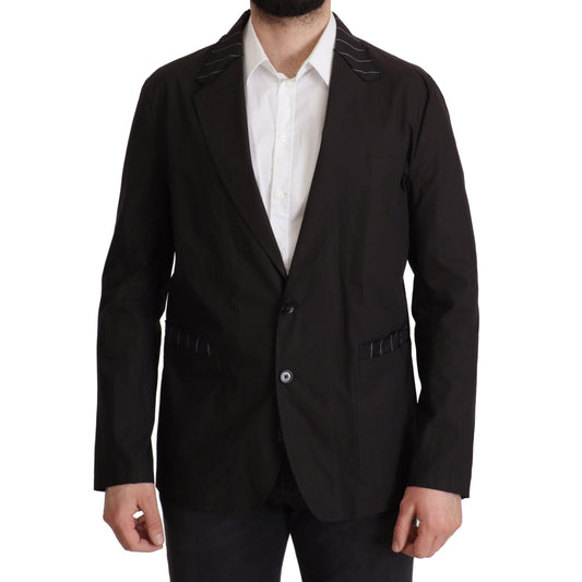 Dolce & Gabbana Black Cotton Single Breasted Blazer Jacket