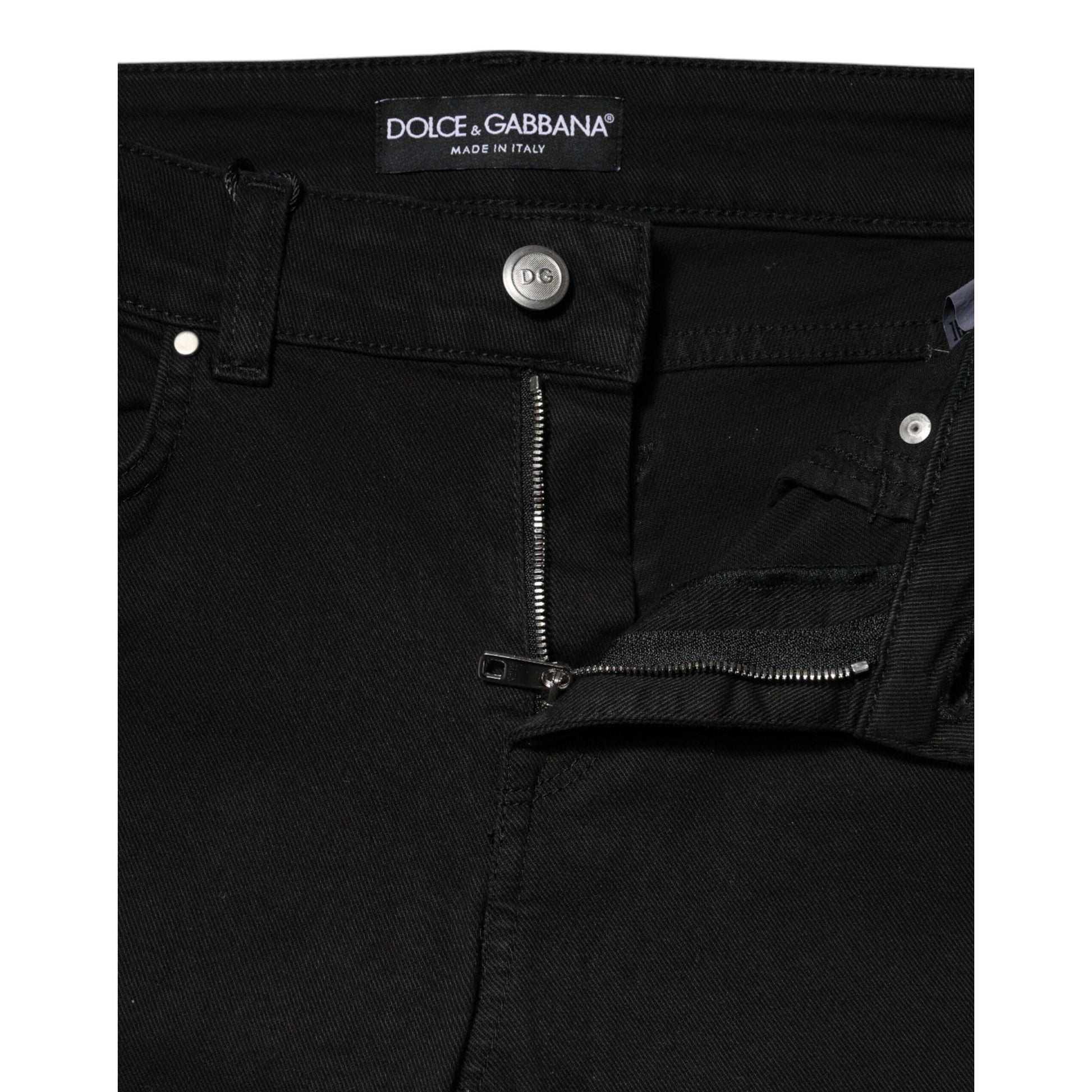 Dolce & Gabbana Black Cotton Skinny Mid Waist Denim Jeans