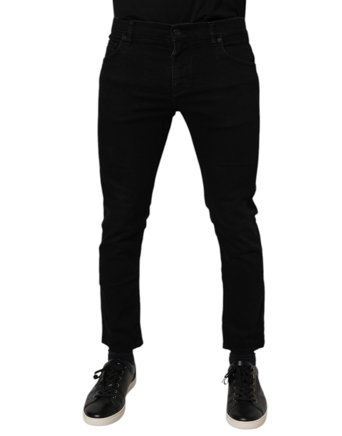 Dolce & Gabbana Black Cotton Stretch Skinny Men Denim Jeans