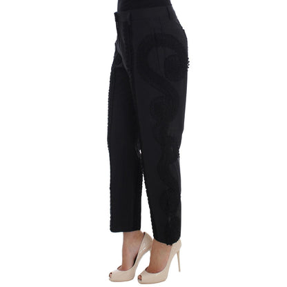 Dolce & Gabbana Black Cotton Stretch Torero Capris Pants