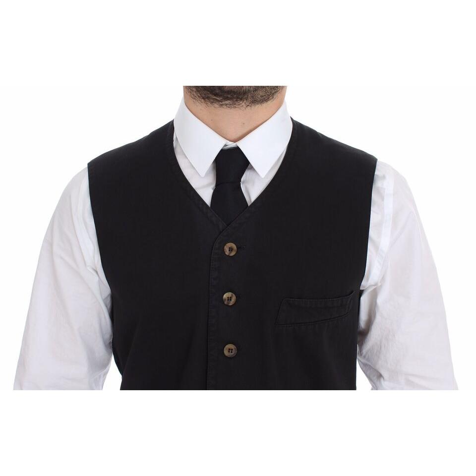 Dolce & Gabbana Black Cotton Viscose Dress Vest Blazer