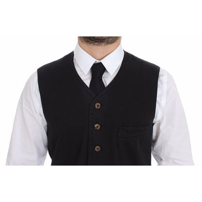 Dolce & Gabbana Black Cotton Viscose Dress Vest Blazer