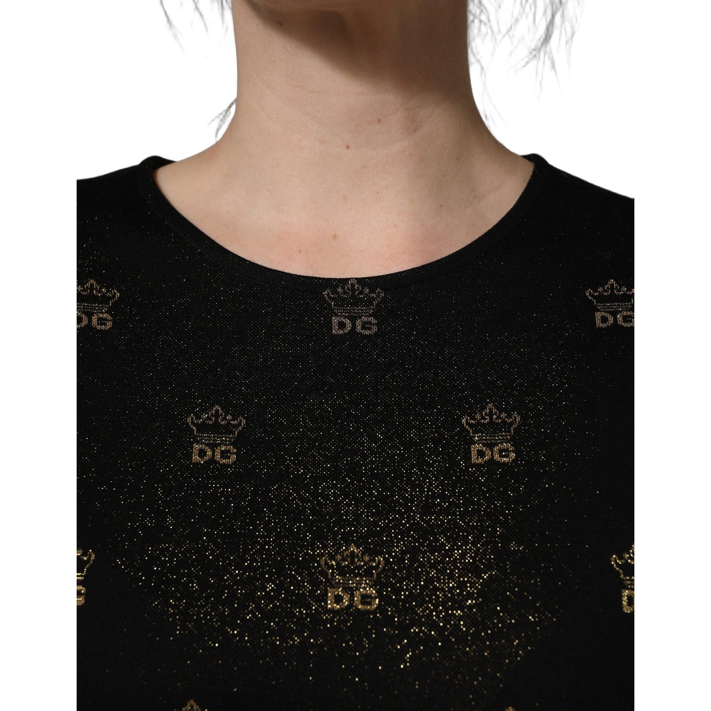 Dolce & Gabbana Black DG Crown Short-Sleeve Sheath Dress