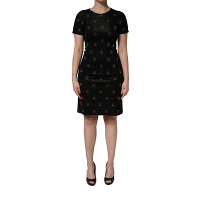 Dolce & Gabbana Black DG Crown Short-Sleeve Sheath Dress