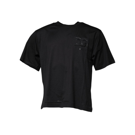 Dolce & Gabbana Black DG Logo Print Cotton Crew Neck T-shirt