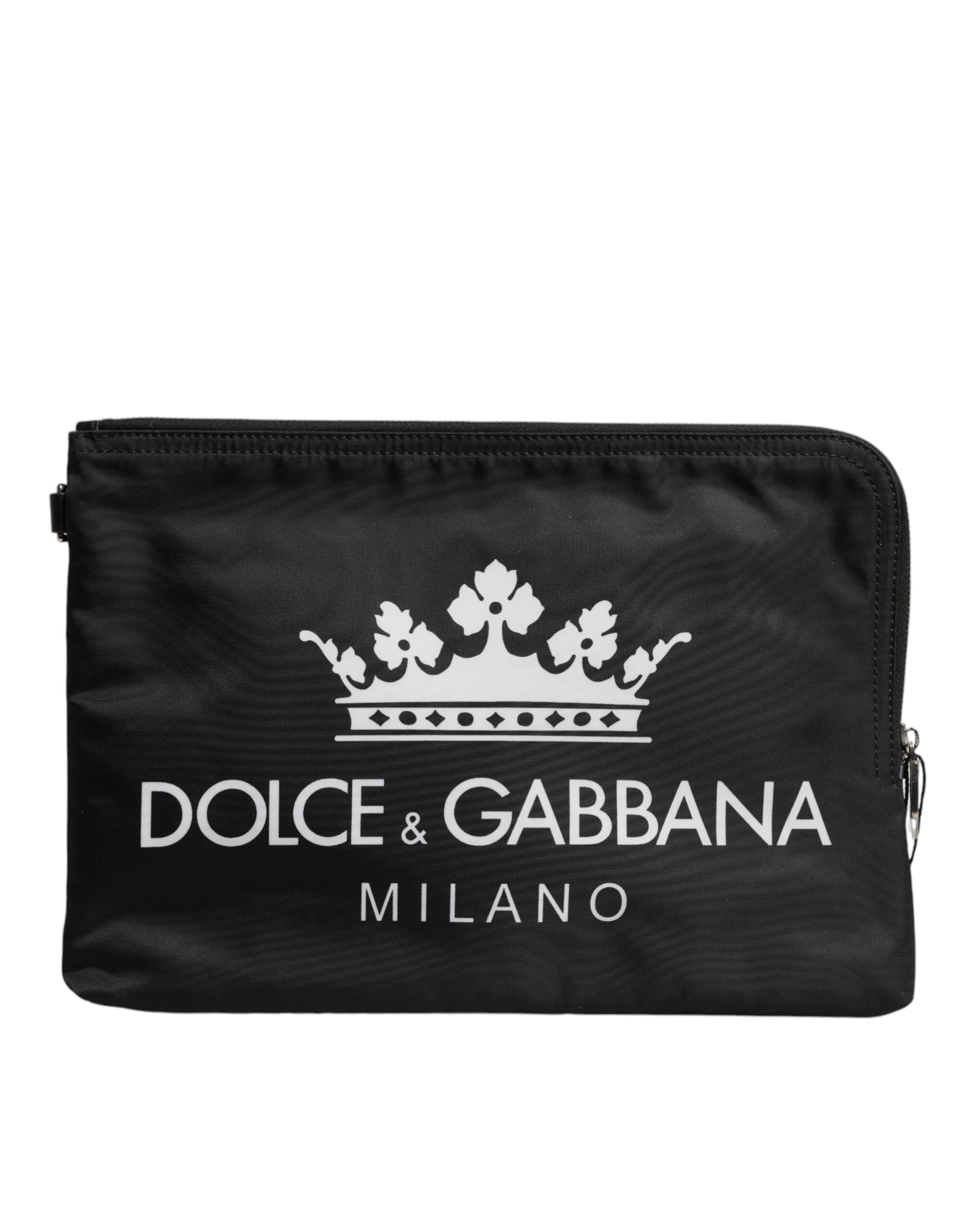 Dolce & Gabbana Black DG Milano Print Nylon Pouch Clutch Bag