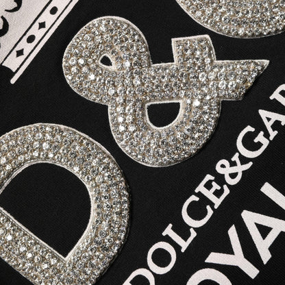 Dolce & Gabbana Black Embellished Cotton Sweatshirt Sweater