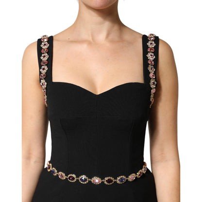 Dolce & Gabbana Black Embellished Sheath MermaidGown Dress