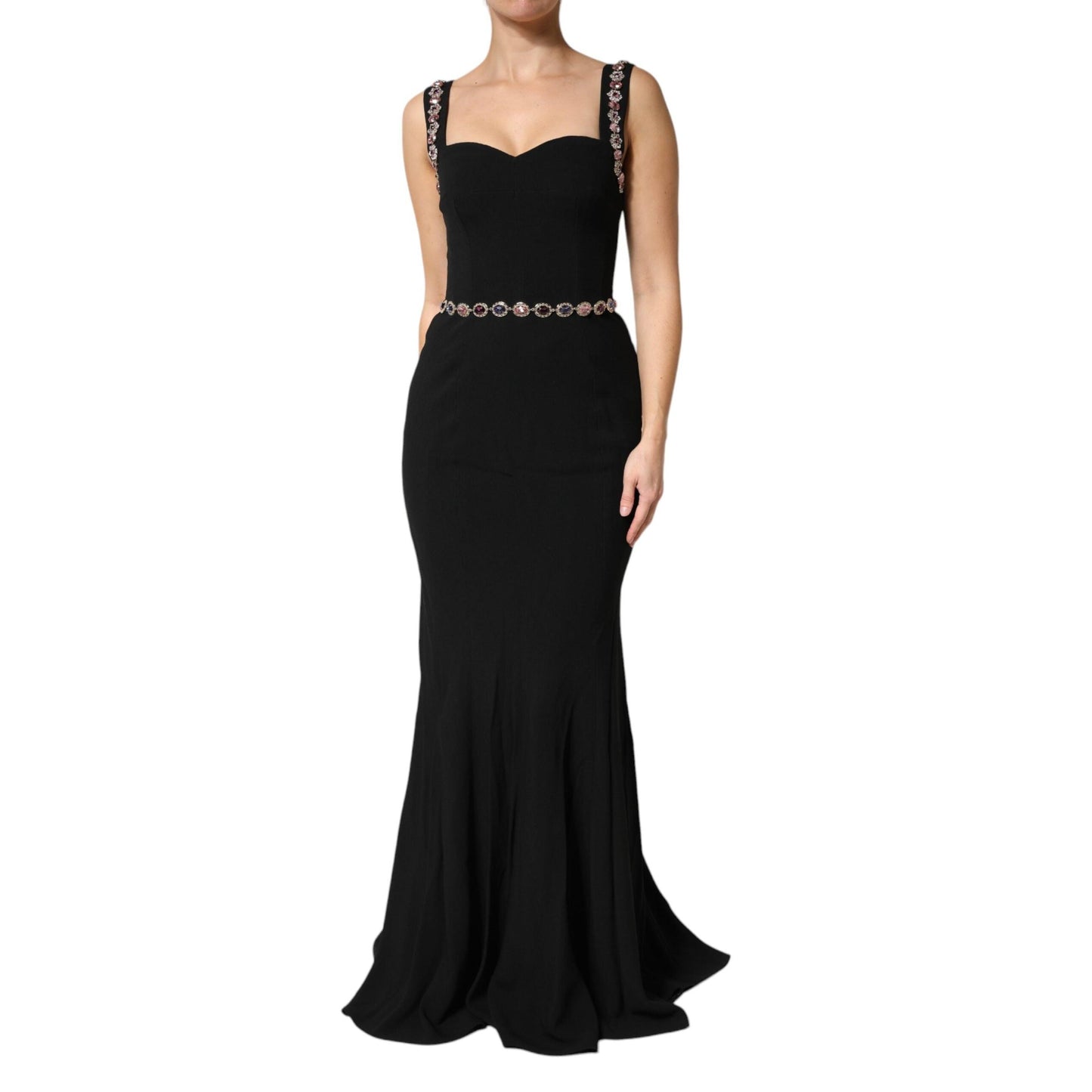 Dolce & Gabbana Black Embellished Sheath MermaidGown Dress