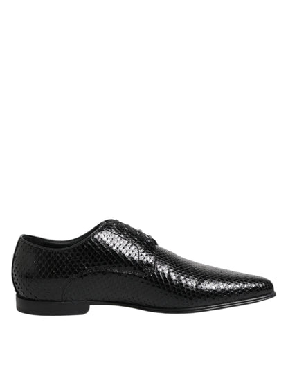 Dolce & Gabbana Black Exotic Leather Lace Up Derby Shoes