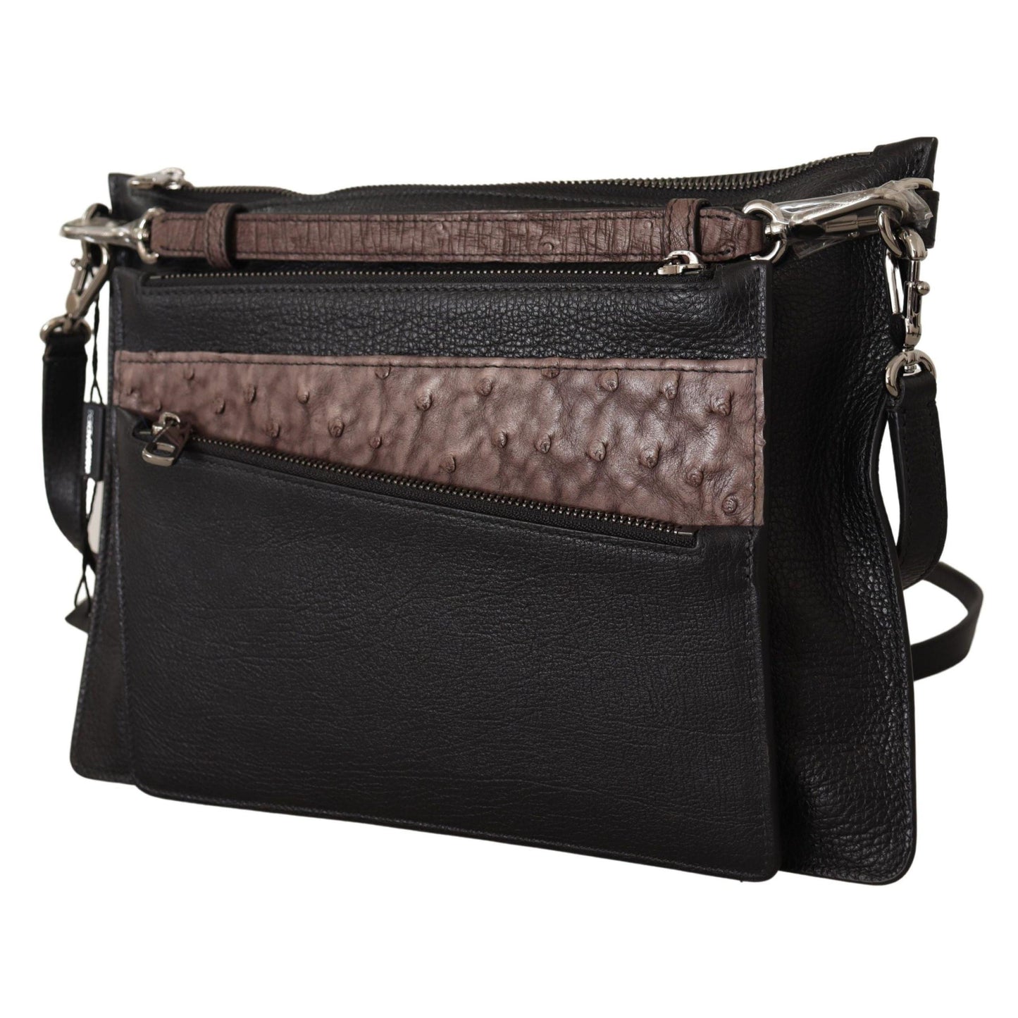 Dolce & Gabbana Black Exotic Leather Shoulder Sling Alta Sartoria Bag