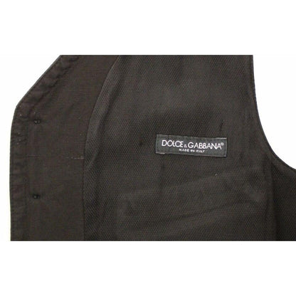 Dolce & Gabbana Black Flax Cotton Dress Vest Blazer