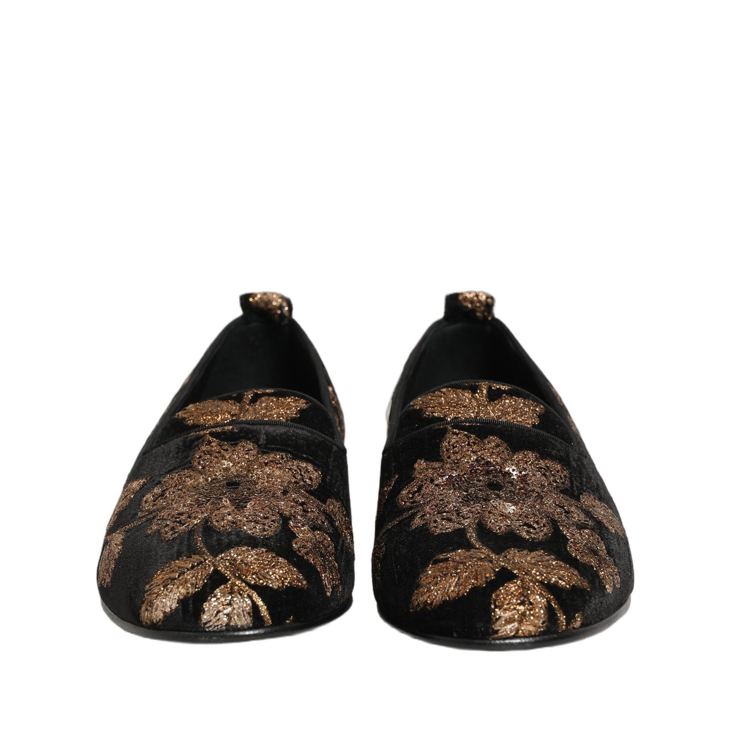 Dolce & Gabbana Black Floral Jacquard Dress Loafers Shoes
