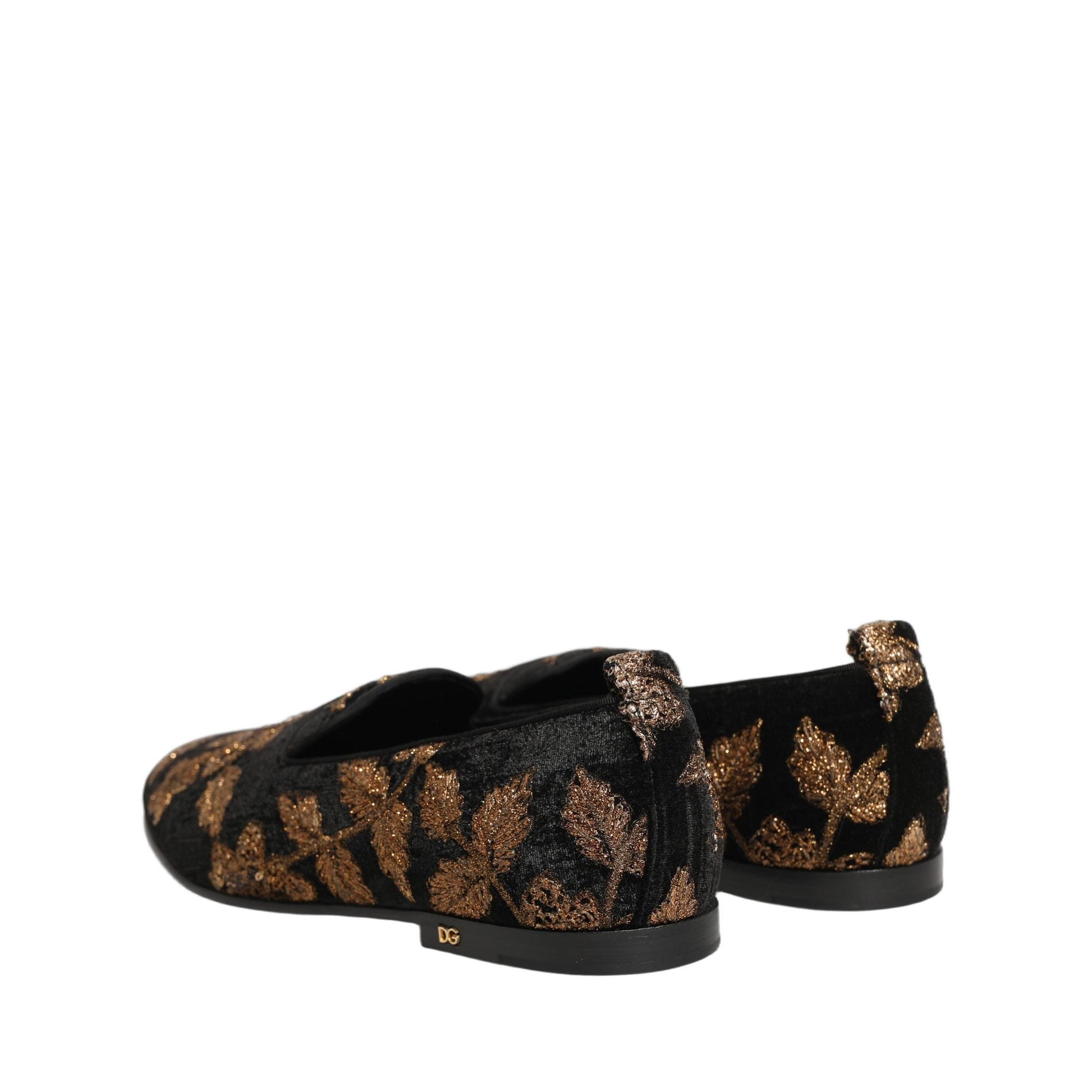 Dolce & Gabbana Black Floral Jacquard Dress Loafers Shoes