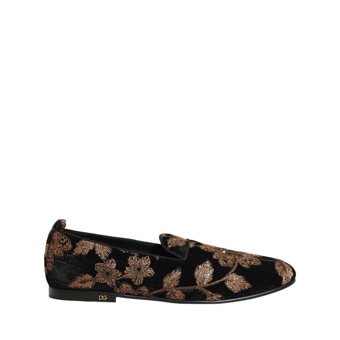 Dolce & Gabbana Black Floral Jacquard Dress Loafers Shoes