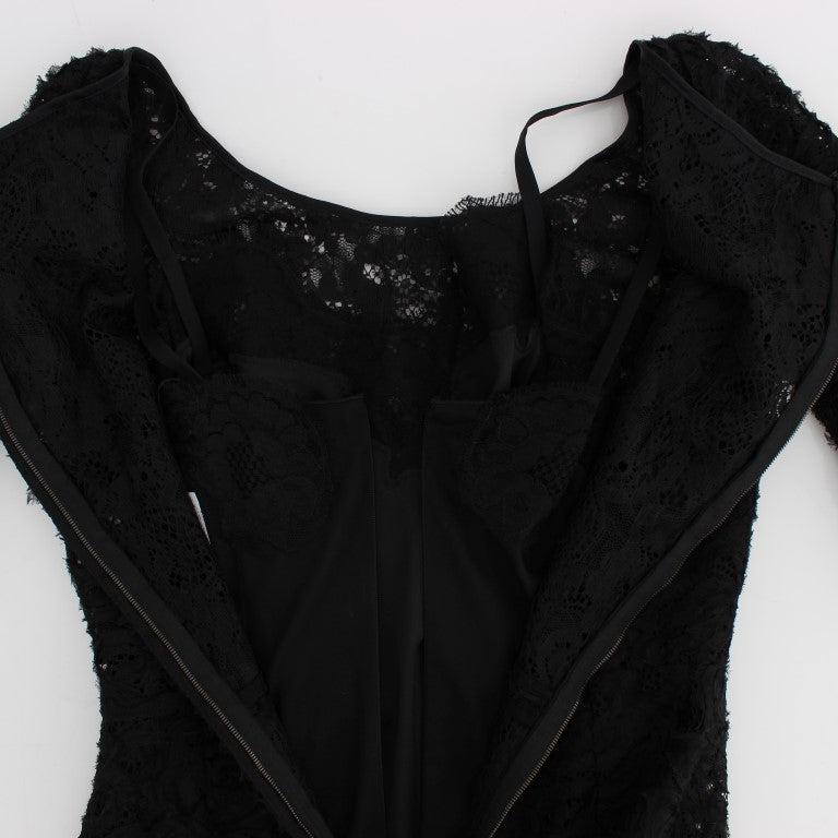 Dolce & Gabbana Black Floral Lace Long Bodycon Maxi Dress