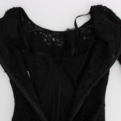 Dolce & Gabbana Black Floral Lace Long Bodycon Maxi Dress