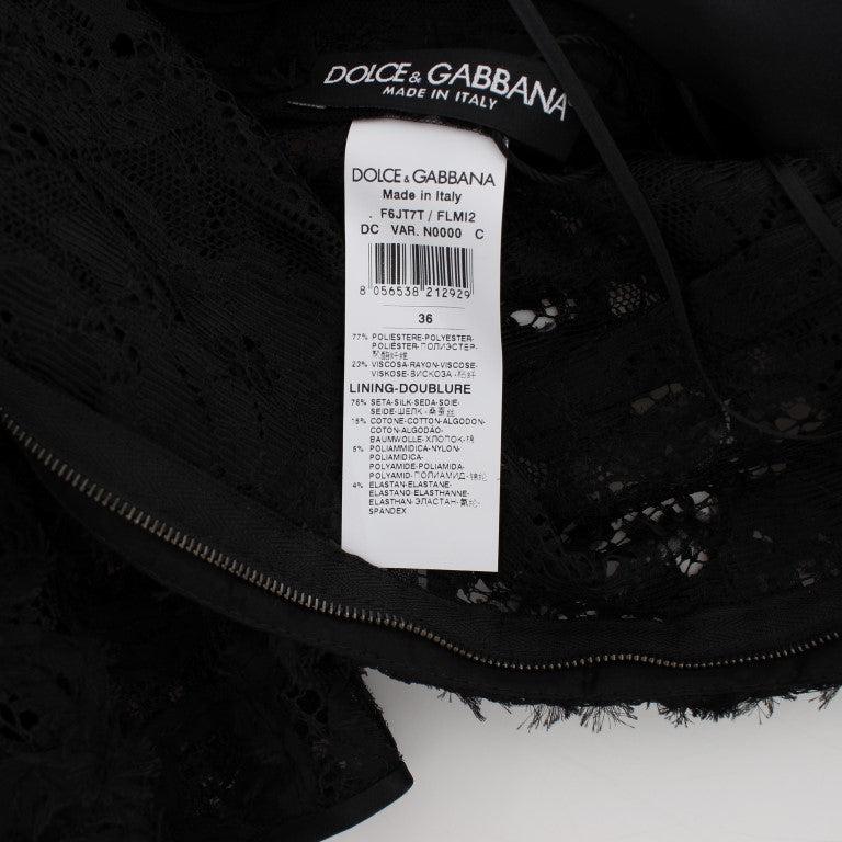 Dolce & Gabbana Black Floral Lace Long Bodycon Maxi Dress