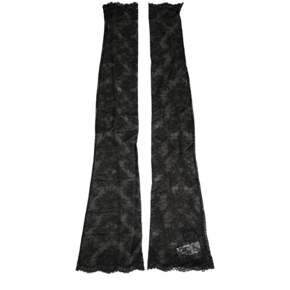 Dolce & Gabbana Black Floral Lace Nylon Stretch Knee High Socks