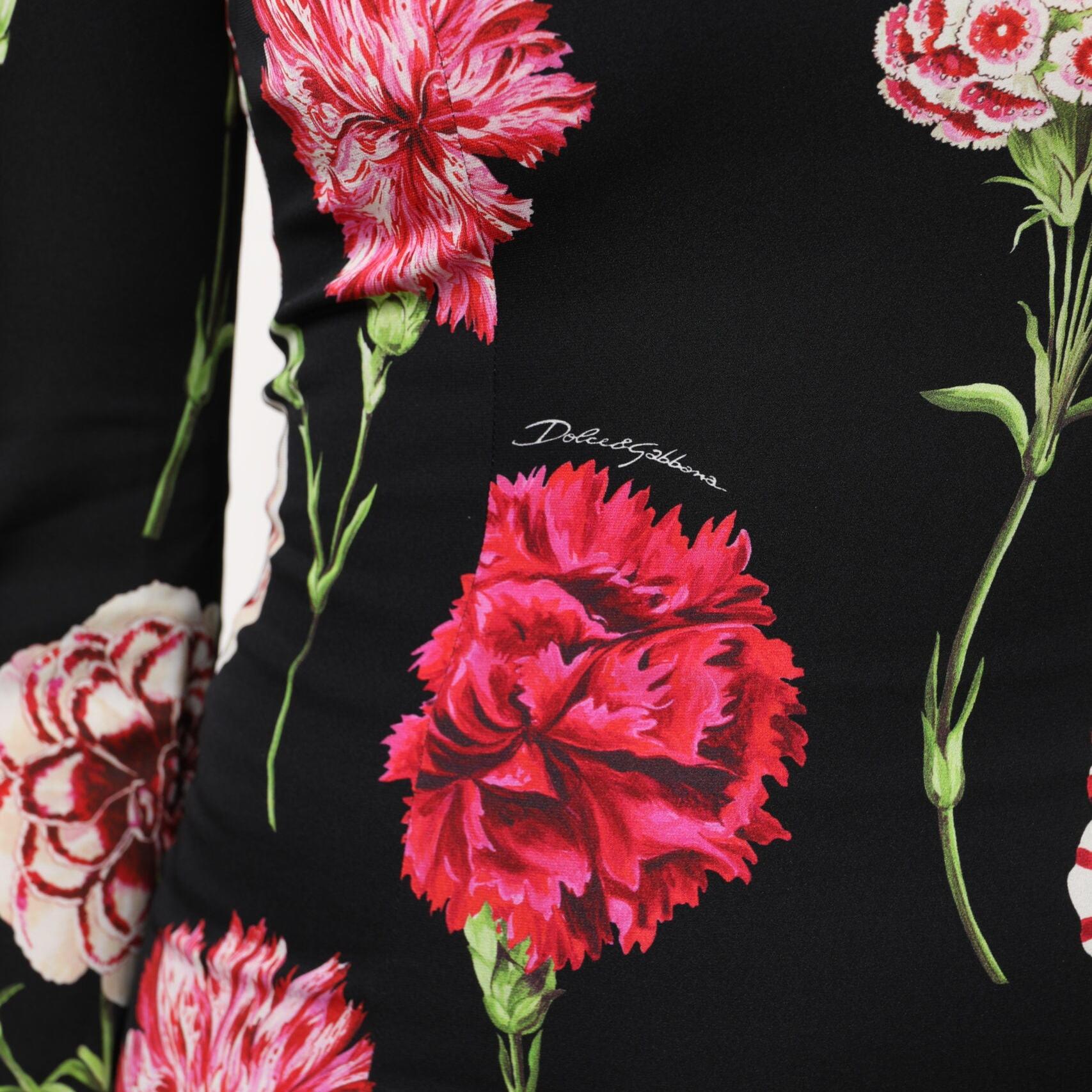 Dolce & Gabbana Black Floral Long Sleeve Women Blouse Top