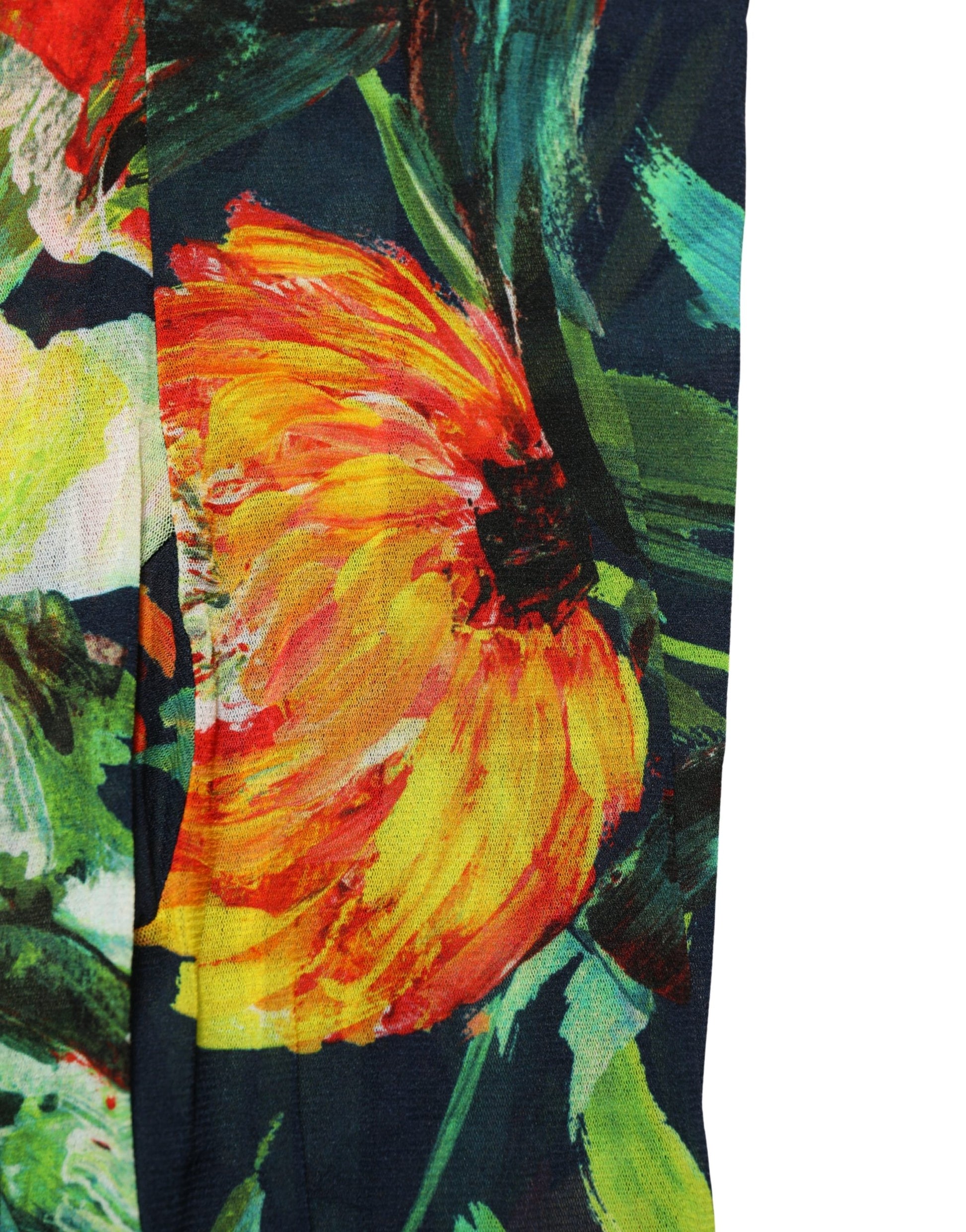 Dolce & Gabbana Black Floral Print Tights Sheer Stockings Socks
