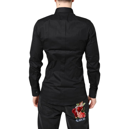 Dolce & Gabbana Black GOLD Cotton Long Sleeves Dress Shirt