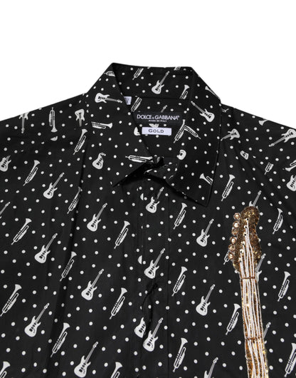 Dolce & Gabbana Black GOLD Instrument Embellished Shirt