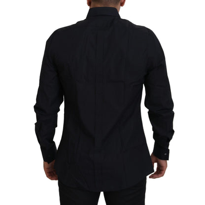 Dolce & Gabbana Black Gold Cotton Slim Fit Dress Mens Shirt
