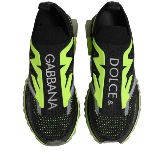 Dolce & Gabbana Black Green Sorrento Low Top Sneakers Shoes