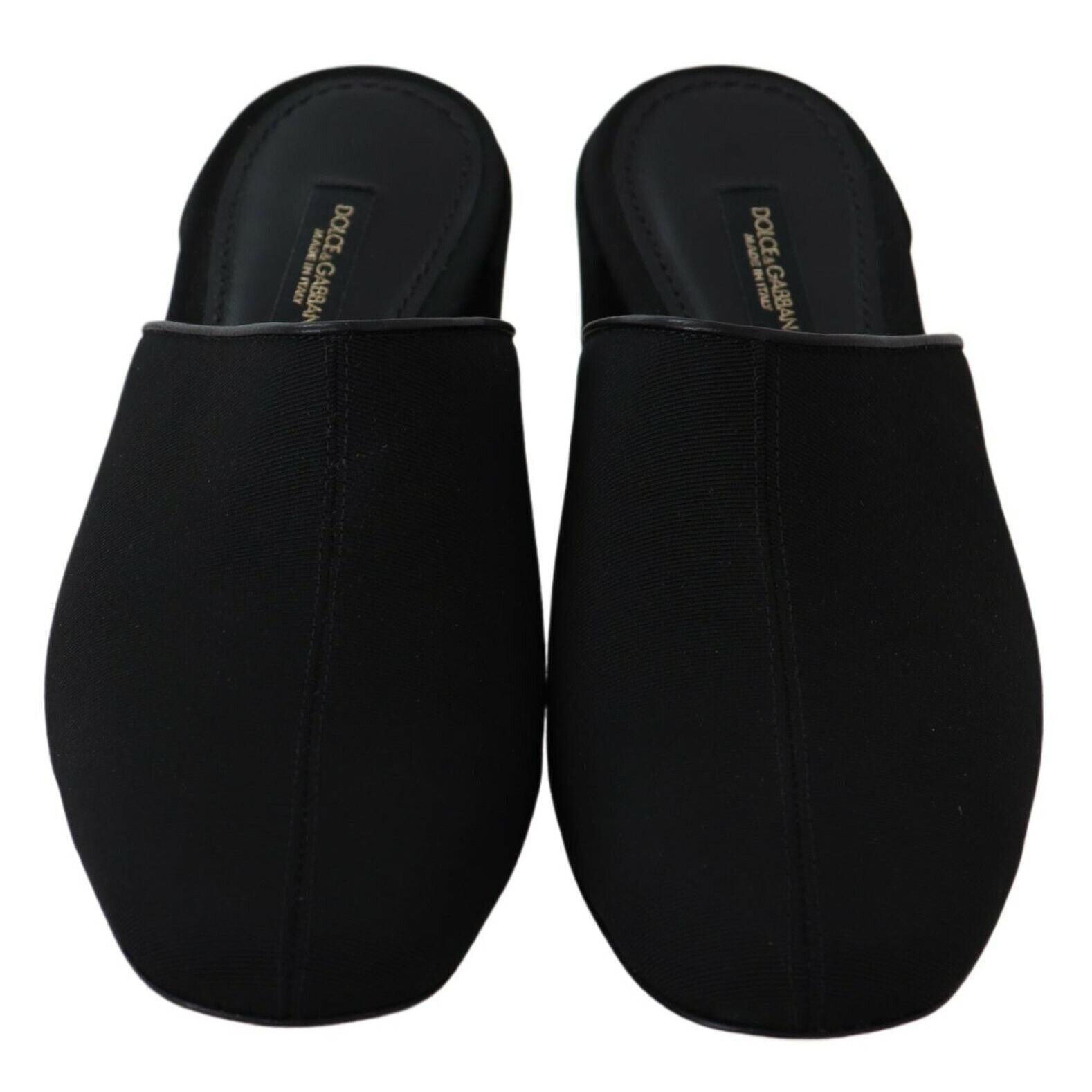 Dolce & Gabbana Black Grosgrain Slides Sandals Women Shoes