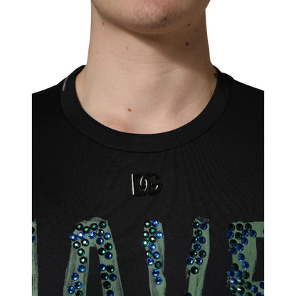 Dolce & Gabbana Black Have Fun Embellished Crew Neck T-shirt