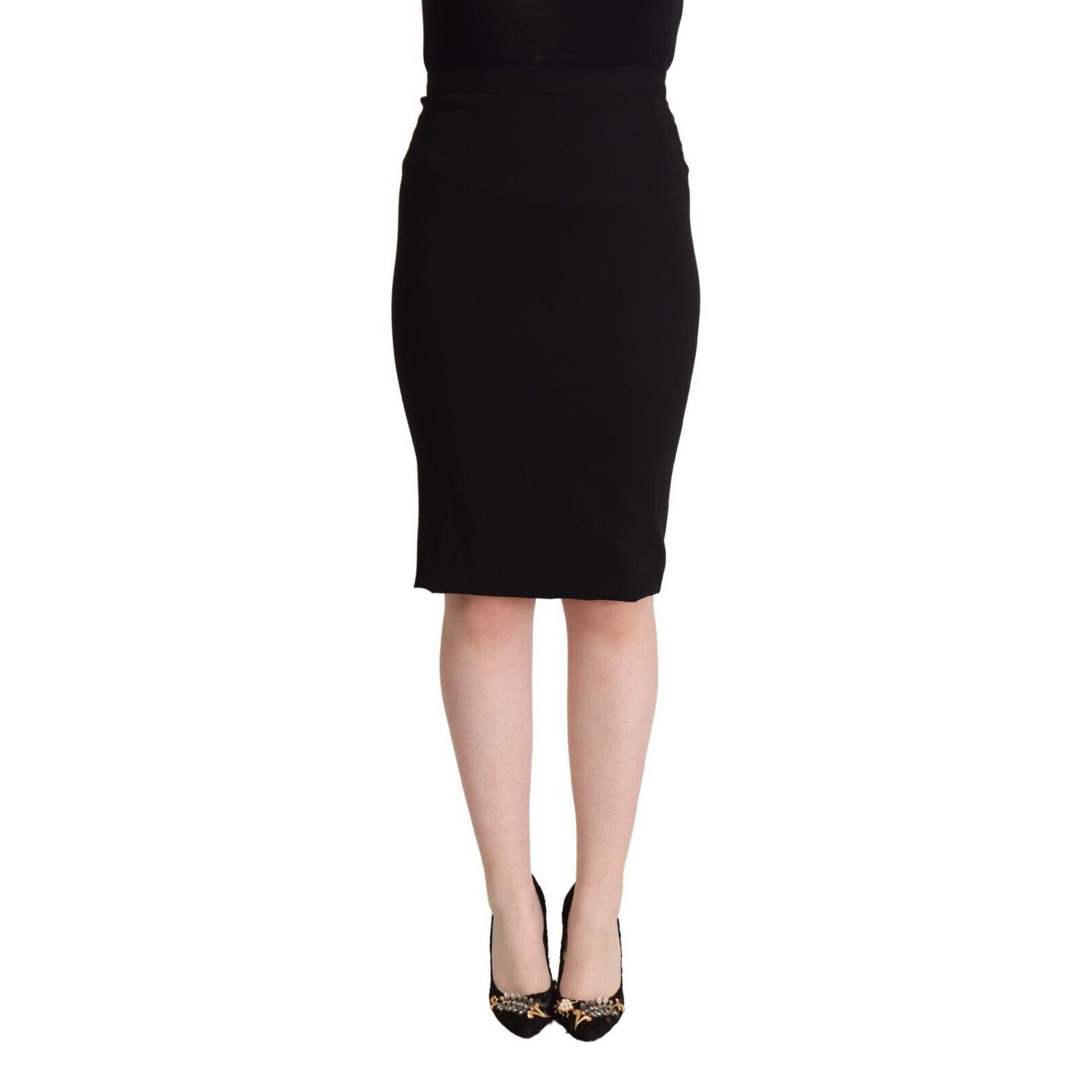 Dolce & Gabbana Black High Waist Knee Length Pencil Cut Skirt