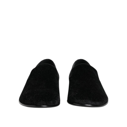 Dolce & Gabbana Black Jacquard Loafers Formal Men Dress Shoes