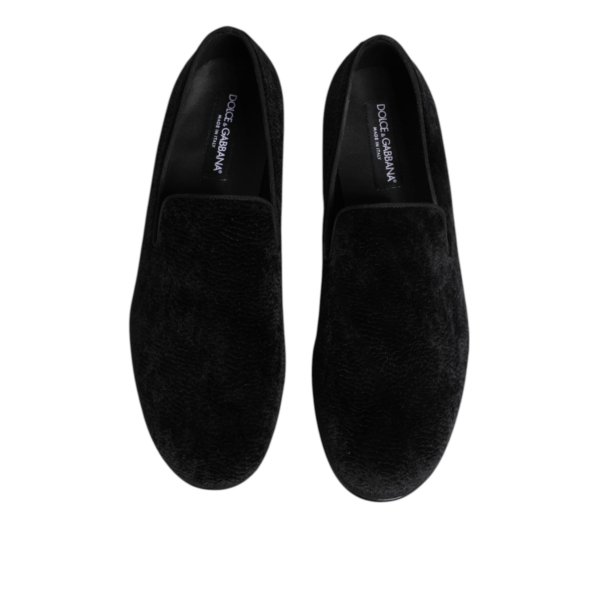 Dolce & Gabbana Black Jacquard Loafers Formal Men Dress Shoes