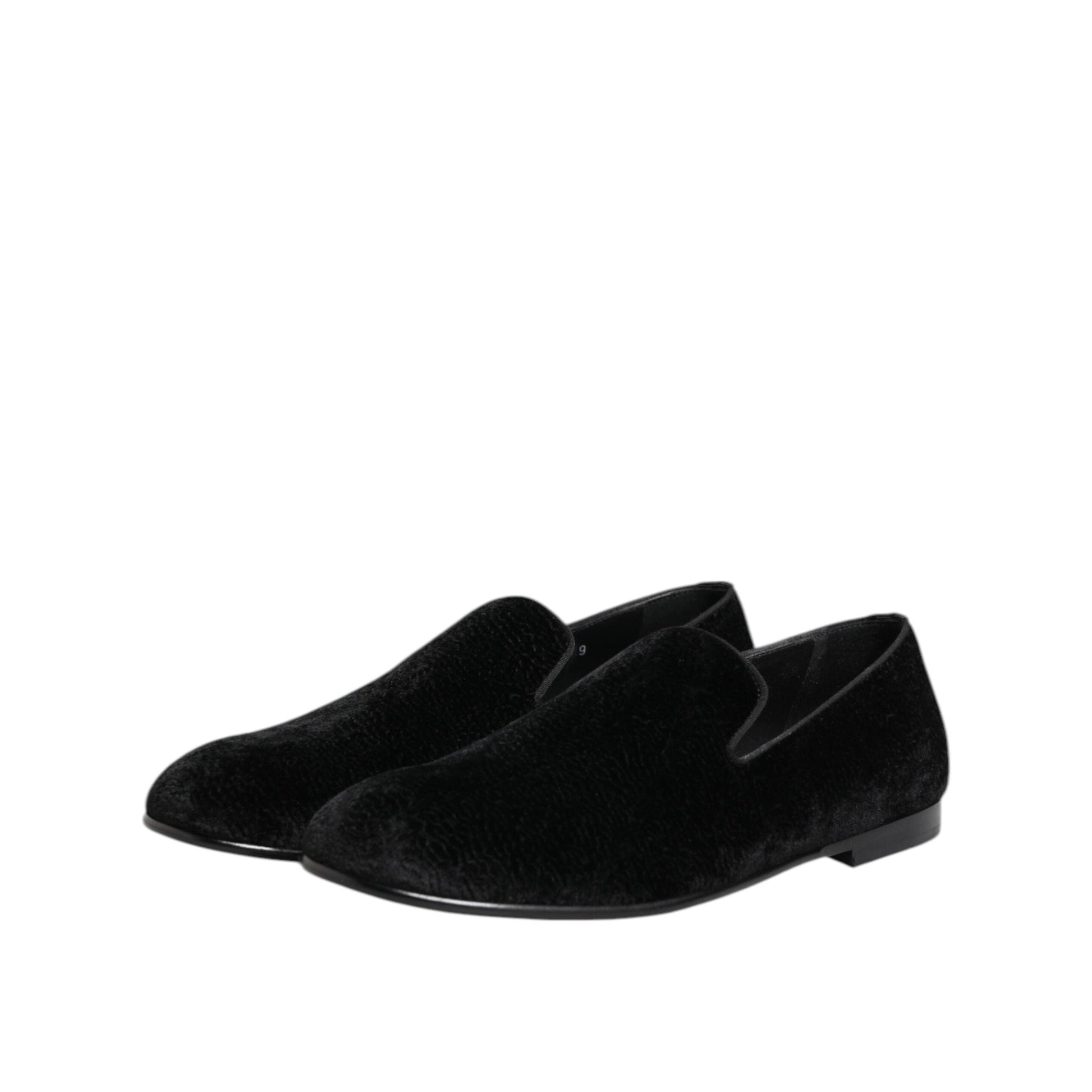 Dolce & Gabbana Black Jacquard Loafers Formal Men Dress Shoes